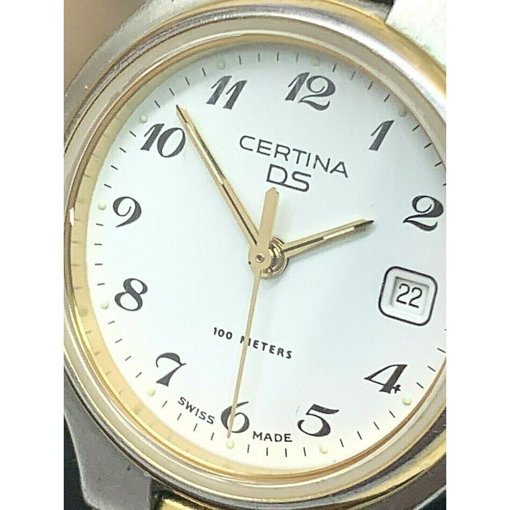 Certina Women's Watch 7060 DS White Dial Vintage Swiss Quartz 26mm Brown…